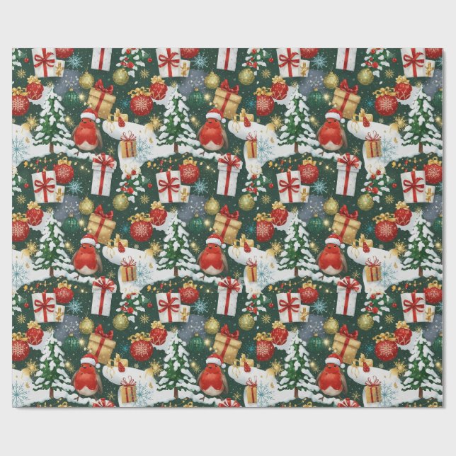 Papel De Regalo Navidades caprichosos Robin Wraping Paper (Superficie plana)