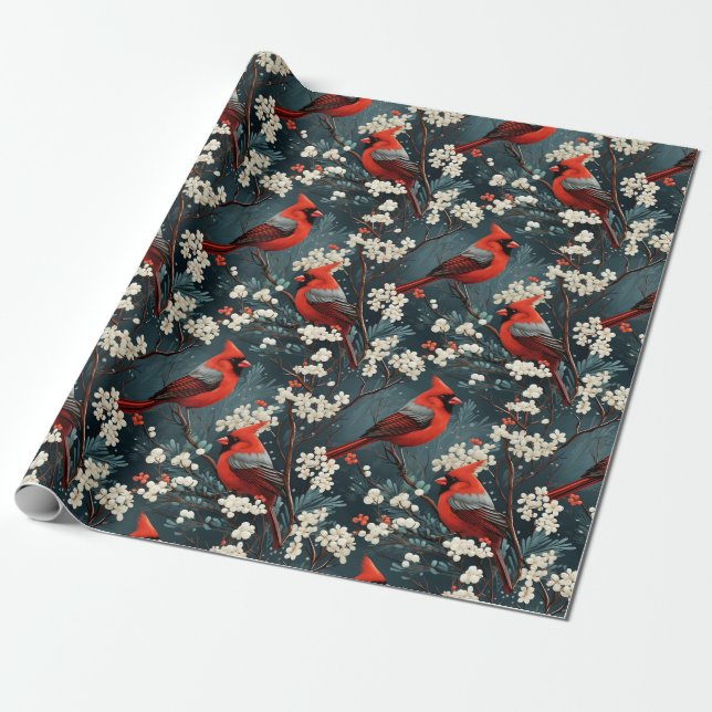 Papel De Regalo Navidades Cardinal (Desenrollado)
