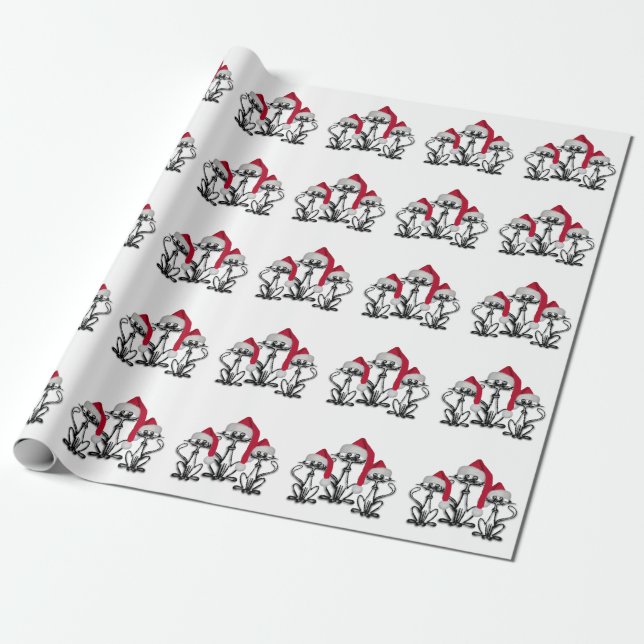 Papel De Regalo Navidades Caroling Cats Joyous Fun (Desenrollado)