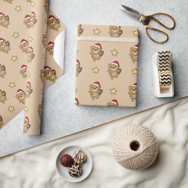 Papel De Regalo Navidades castores Animales de invierno castores e (Artesanía)