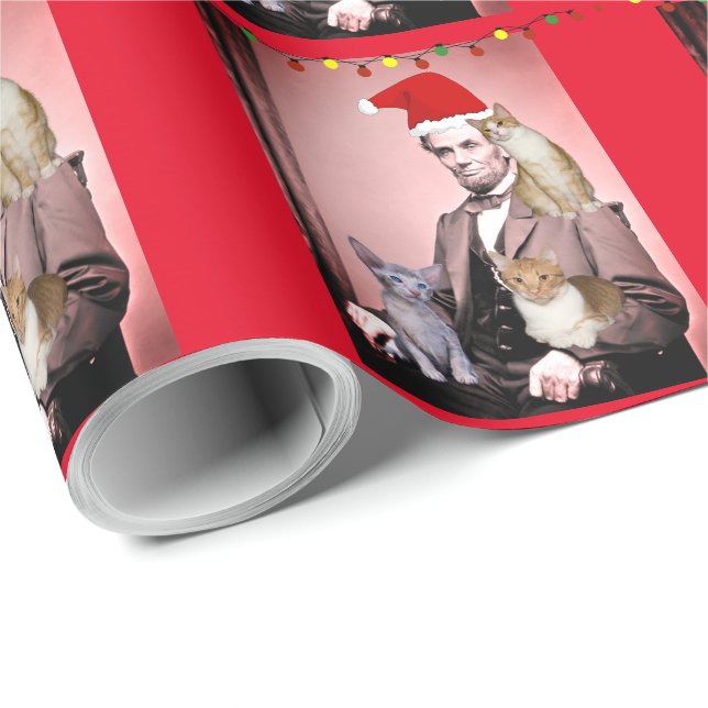 PAPEL DE REGALO NAVIDADES CAT ABRAHAM LINCOLN CATS WRAPPER PAPER (Esquina del rollo)