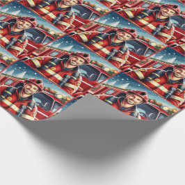 Papel De Regalo Navidades caucásicos de bomberos guapos