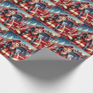 Papel De Regalo Navidades caucásicos de bomberos guapos