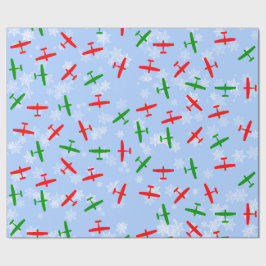 Papel De Regalo Navidades Cessnas volando a través de copos de nie