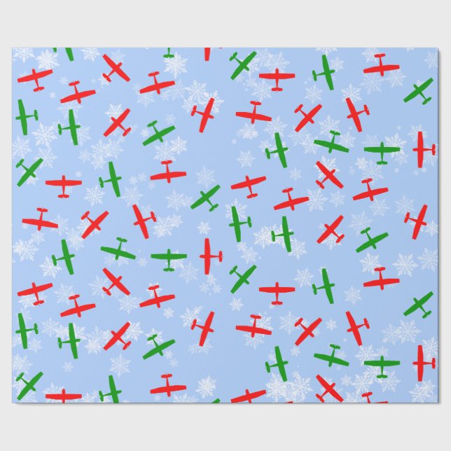 Papel De Regalo Navidades Cessnas volando a través de copos de nie (Costura)