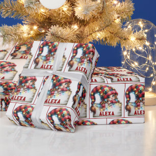 Papel De Regalo Navidades Chibi Gnome con nombre personalizado