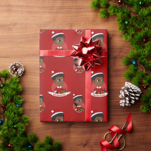 Papel De Regalo Navidades chica con un personalizado africano