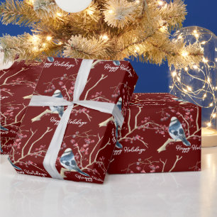 Papel De Regalo Navidades Chickadee con Berries