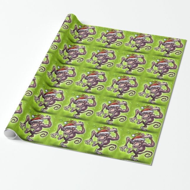 Papel De Regalo Navidades chimpancés (Desenrollado)