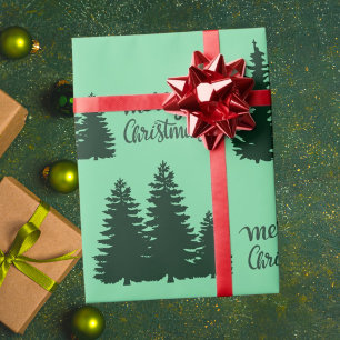 Papel De Regalo Navidades Cita Patrón Árbol Elegante Verde Negro