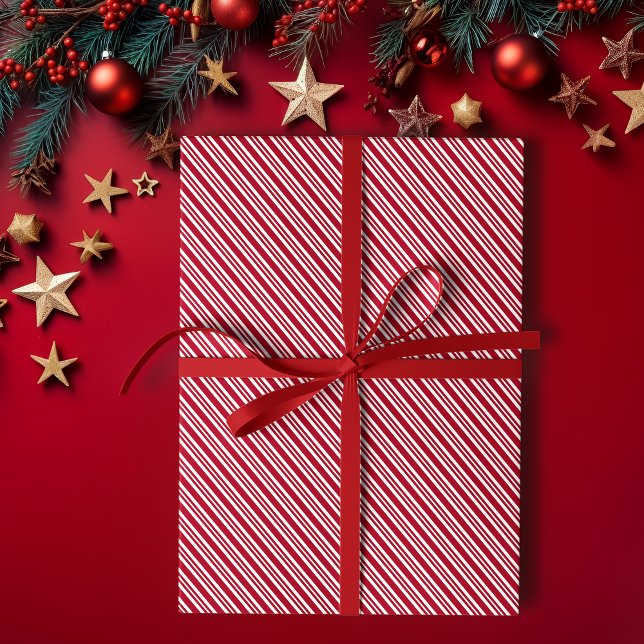 Papel De Regalo Navidades Clásicos de Peppermint Stripe Red and Wh (Subido por el creador)