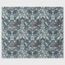 Papel De Regalo Navidades clásicos de recorte floral azul