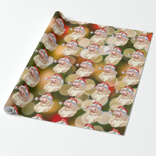 Papel De Regalo Navidades clásicos de Santa Claus (Desenrollado)