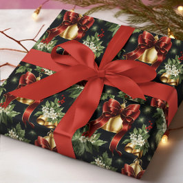 Papel De Regalo Navidades clásicos rojos con pan y oro