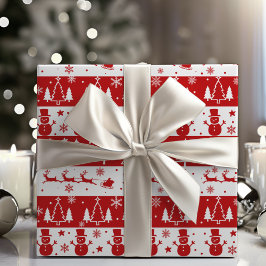 Papel De Regalo Navidades clásicos rojos y blancos tradicionales