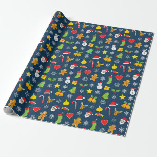 Papel De Regalo Navidades color de fondo azul