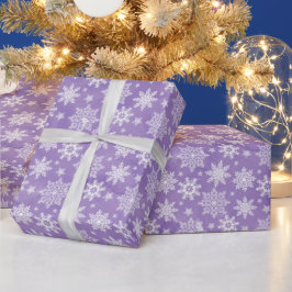 Papel De Regalo Navidades color morado acuarela copo de nieve fies