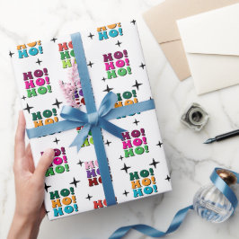 Papel De Regalo Navidades coloreados de Retro HO HO con brillo