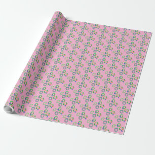 Papel De Regalo Navidades coloridos coronas, fondo rosado