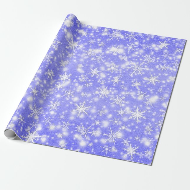 Papel De Regalo Navidades con copas de nieve paralizan en morado (Desenrollado)