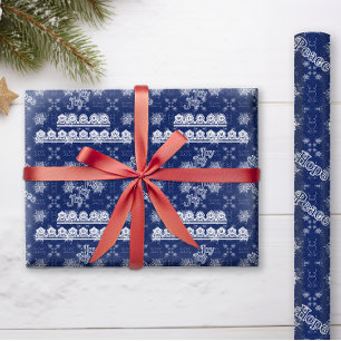 Papel De Regalo Navidades con copos de nieve en Gemstone Blue