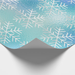 Papel De Regalo Navidades con copos de nieve feriado azul congelad