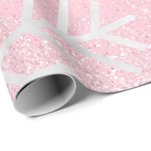 Papel De Regalo Navidades con copos de nieve Purpurina de chispa r