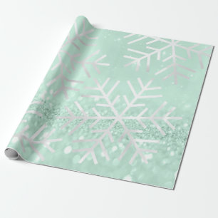 Papel De Regalo Navidades con copos de nieve Purpurina gris