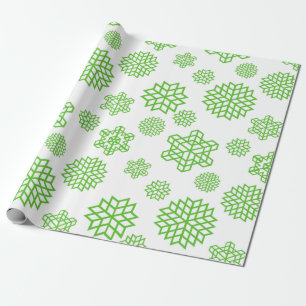 Papel De Regalo Navidades con copos de nieve verdes sin foco