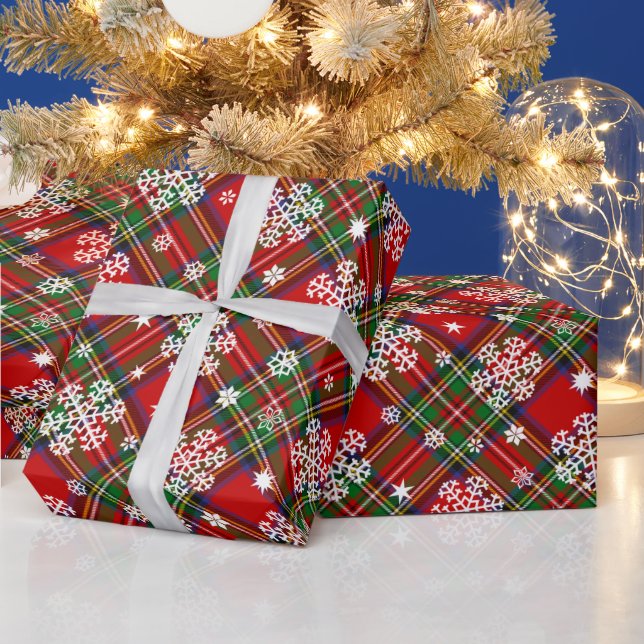 Papel De Regalo Navidades con copos de nieve y estrellas (Vacaciones)