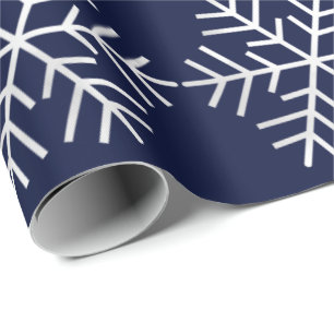 Papel De Regalo Navidades con copos de nieve y mora gris blanco