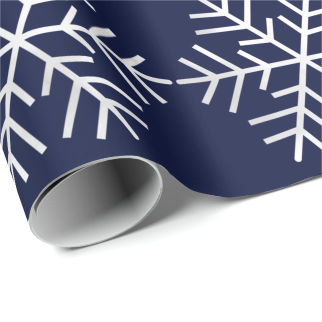 Papel De Regalo Navidades con copos de nieve y mora gris blanco (Esquina del rollo)