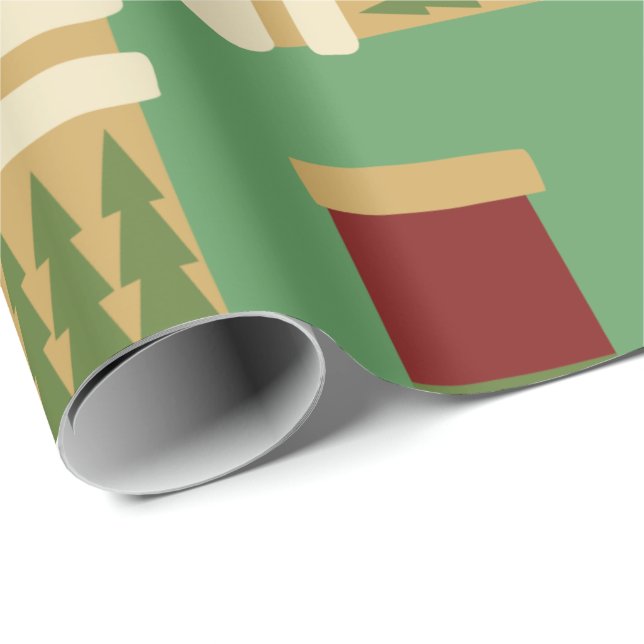 Papel De Regalo Navidades con fondo verde (Esquina del rollo)