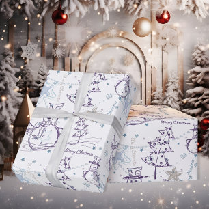 Papel De Regalo Navidades con mano morada arrastran nieve