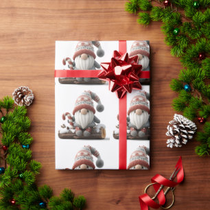 Papel De Regalo Navidades con un bastón de canto en un tronco