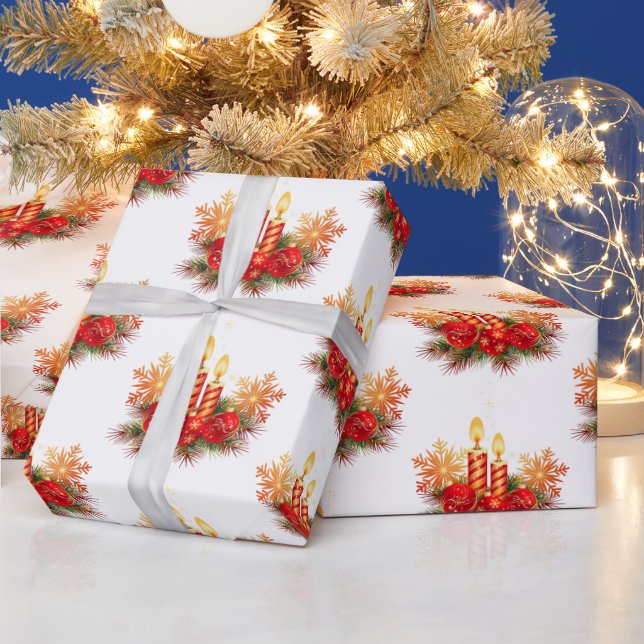 Papel De Regalo Navidades con velas (Vacaciones)