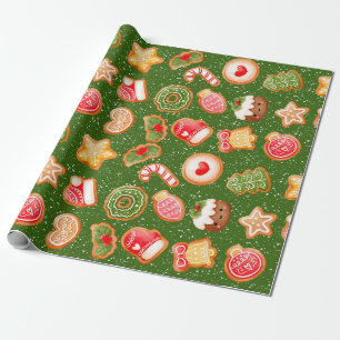Papel De Regalo Navidades Cookies Con Fondo De Nieve