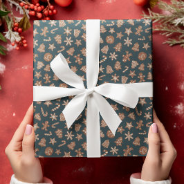 Papel De Regalo Navidades Cookies Patrón Verde