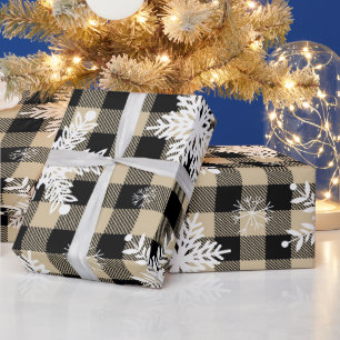 Papel De Regalo Navidades - Copos de nieve beige de búfalo