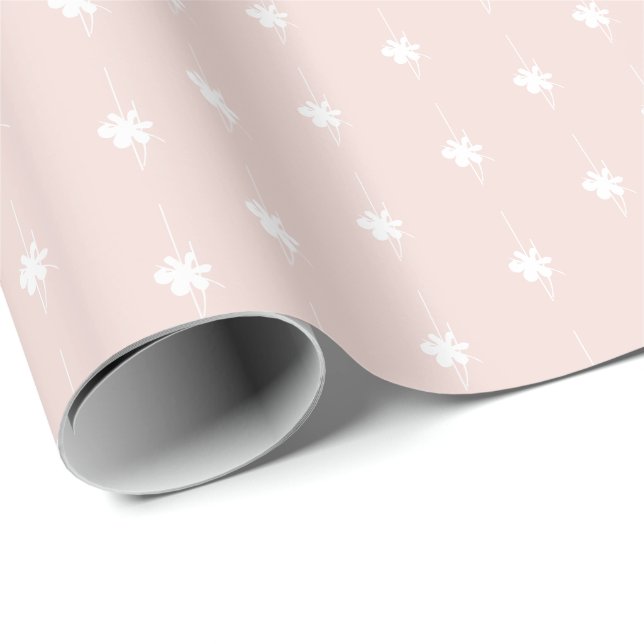 Papel De Regalo Navidades copos de nieve blancos rosados lindo reg (Esquina del rollo)