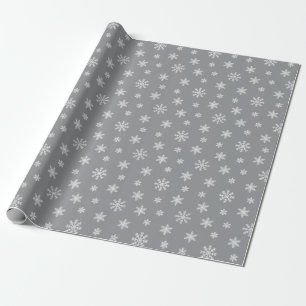 Papel De Regalo Navidades copos de nieve blancos sobre fondo gris