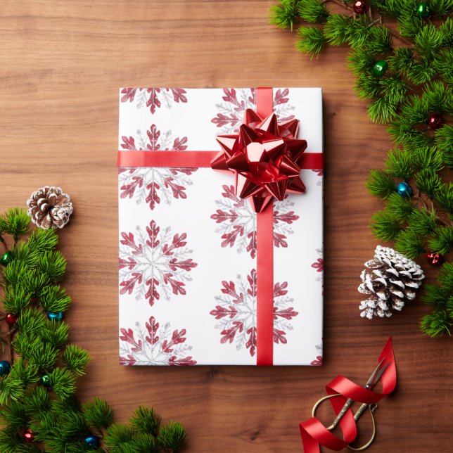 Papel De Regalo Navidades Copos de nieve de menta roja (Regalo de vacaciones)
