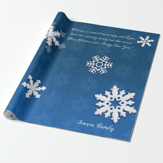 Papel De Regalo Navidades Copos de nieve y tus deseos, personaliza (Desenrollado)