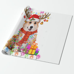 Papel De Regalo Navidades Corgi Navidades de renos alumbran Pajama