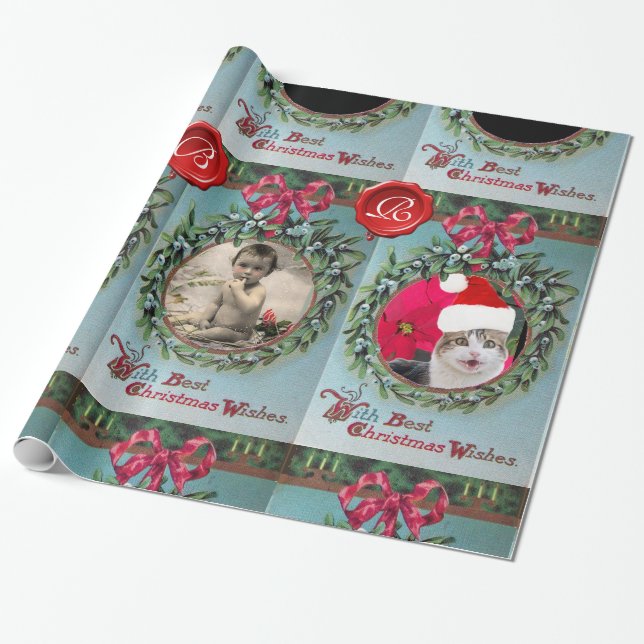 PAPEL DE REGALO NAVIDADES CORONES, PLANTILLA DE FOTOS DE RIBBON RO (Desenrollado)