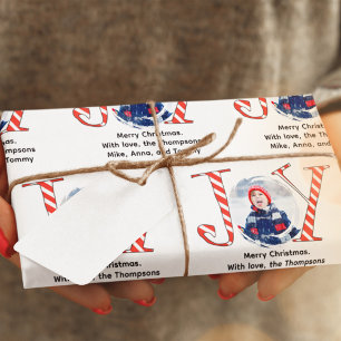 Papel De Regalo Navidades cortos foto Personalizado de tipografía