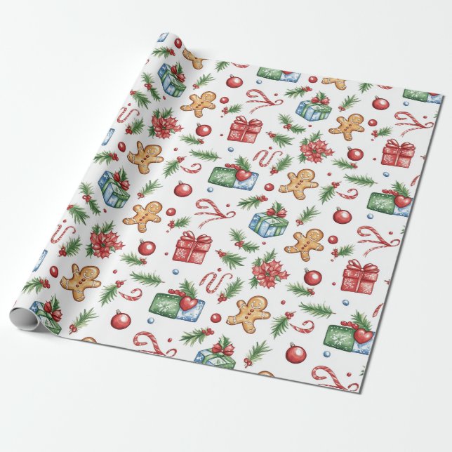 Papel De Regalo Navidades cortos hombre de pan de jengibre (Desenrollado)
