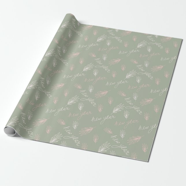 Papel De Regalo Navidades cortos Rubor/Sage (Desenrollado)