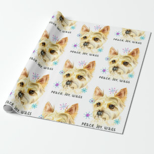 Papel De Regalo Navidades cortos Yorkie Perro Peace Alegría patrón