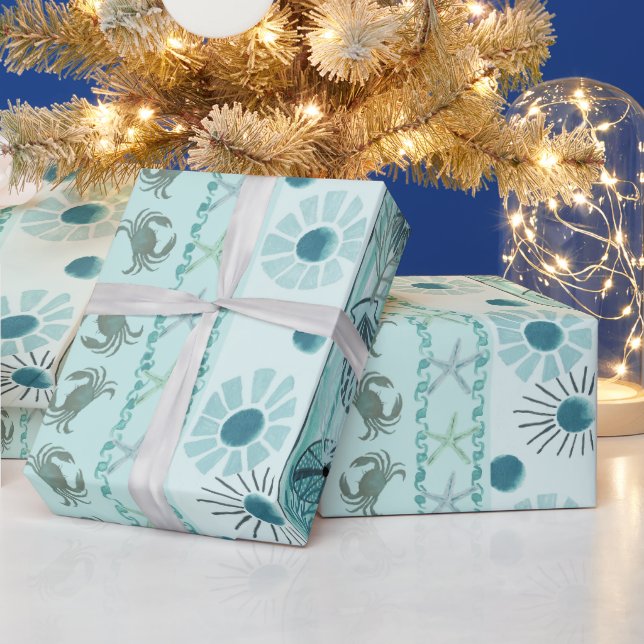 Papel De Regalo Navidades costeros Bohemian Seashells (Vacaciones)